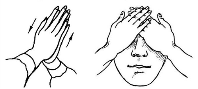 Palm for the eyes with a poor vision